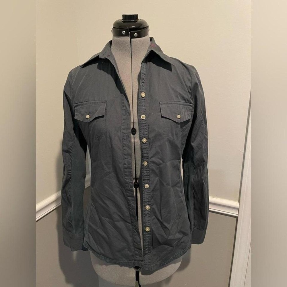 Converse One Star‎ Women's Button Up Long Sleeve Shirt Gray Size Small